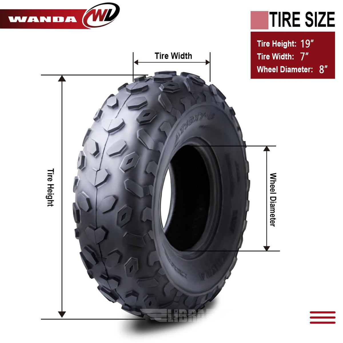 2 ATV Tires 19x7-8 T884