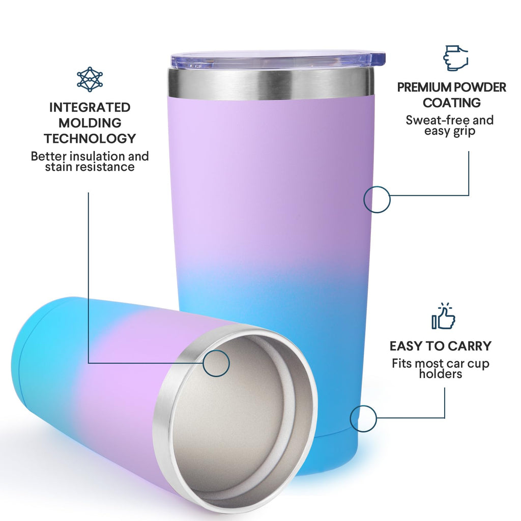 20oz Stainless Steel Insulated Tumbler with Lid and Straw 4 Pack F1306