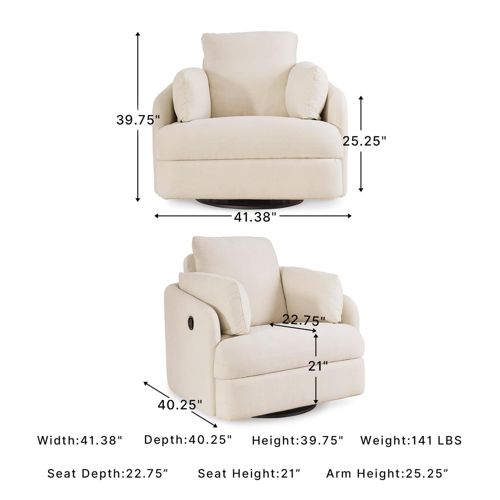 Beige Swivel Glider Recliner Rocking Chair A731