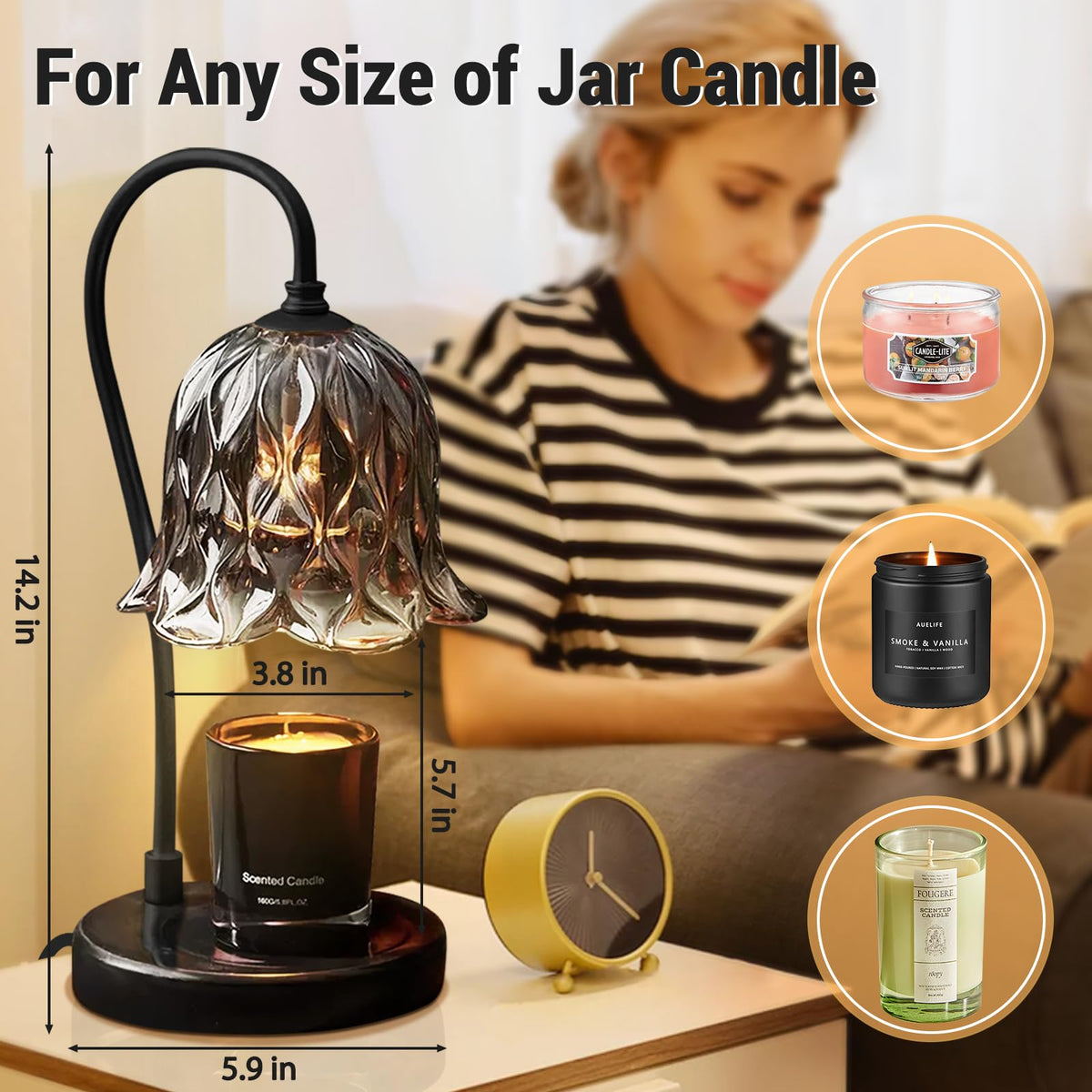 Candle Warmer Lamp with Timer Dimmer Marble Base H98542
