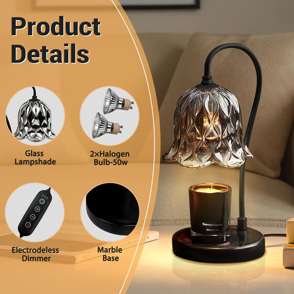 Candle Warmer Lamp with Timer Dimmer Marble Base H98542