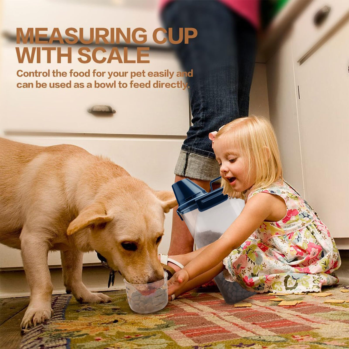 Airtight Pet Food Storage Container with Measuring Cup S695299