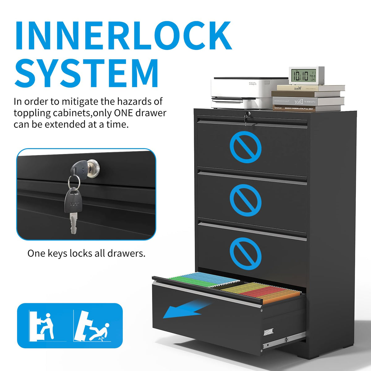 4 Drawer Steel File Cabinet with Lock B2872