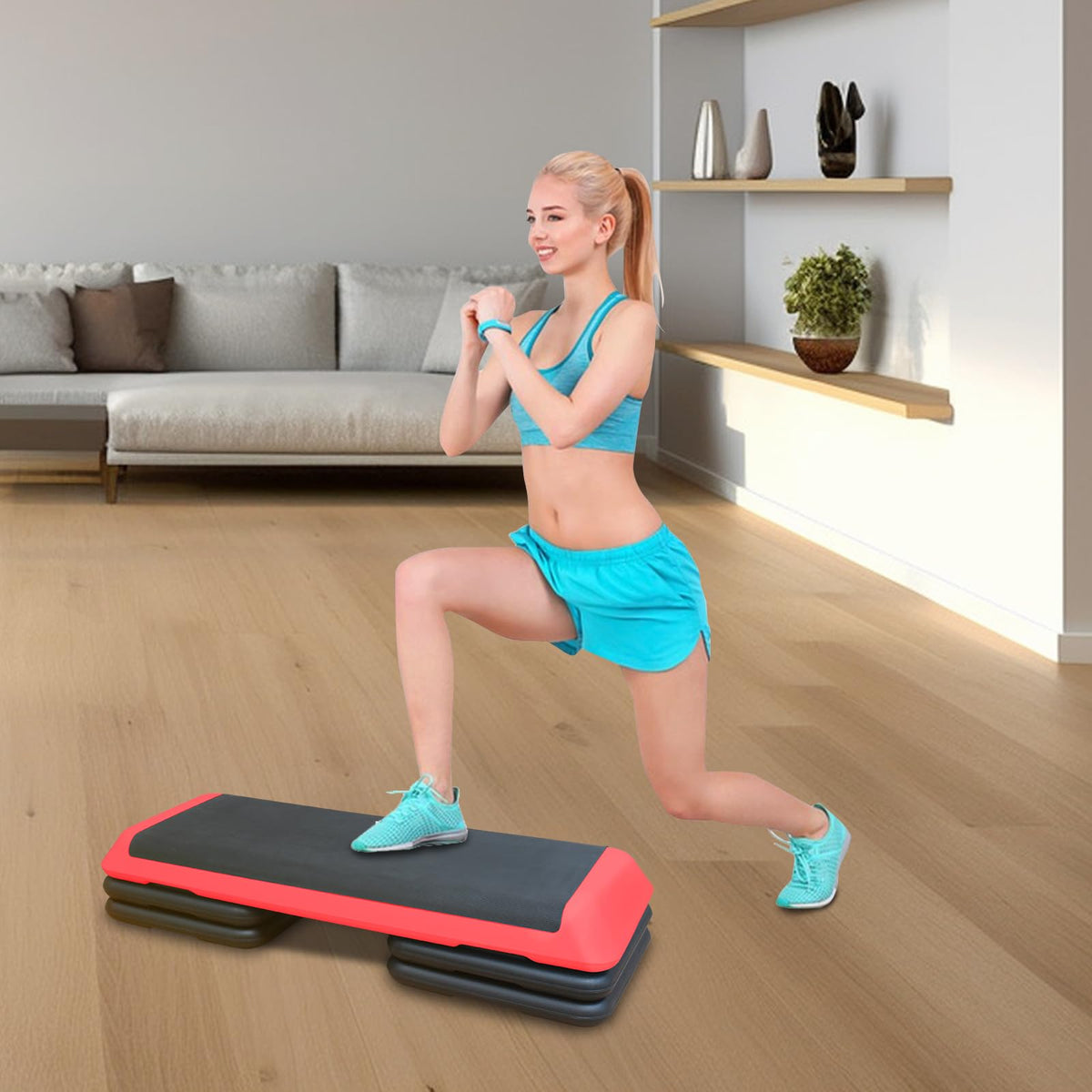 Height Adjustable Aerobic Step Platform with Risers I16794