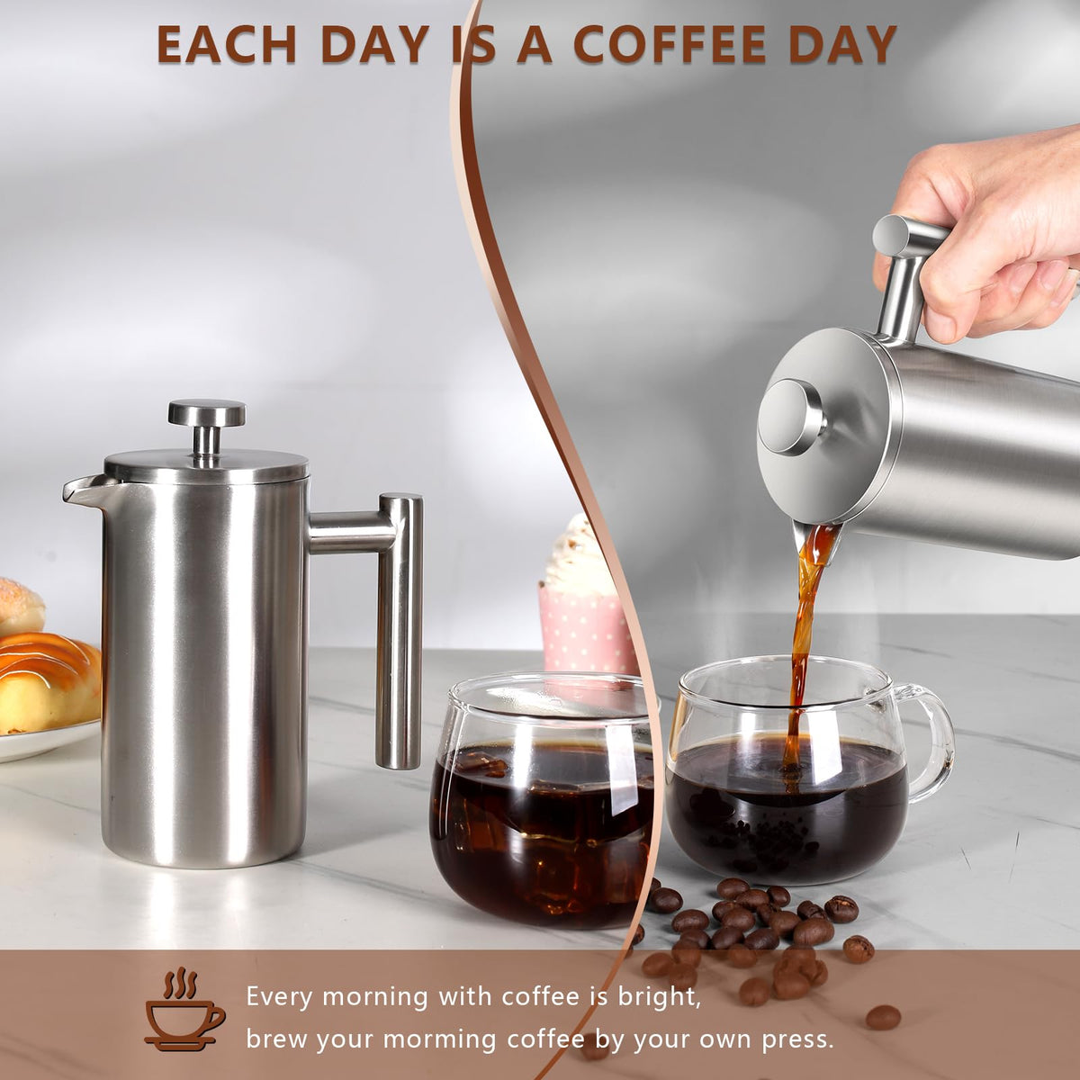 34 OZ Stainless Steel French Press Y1964