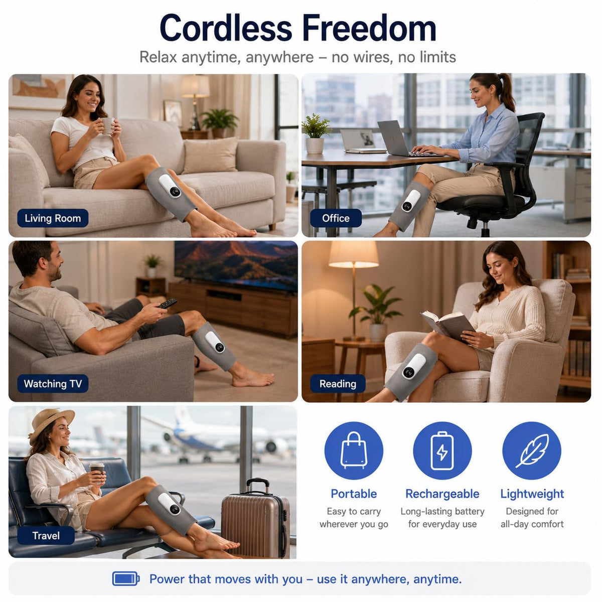 Cordless Air Massage Kneading Leg Massager I8107