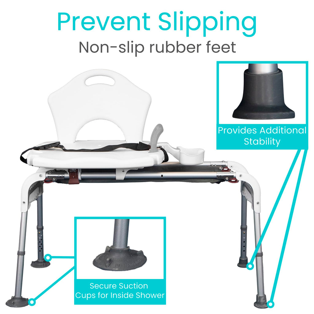 Sliding Shower Chair with Soap Tray and Safety Belt W8459