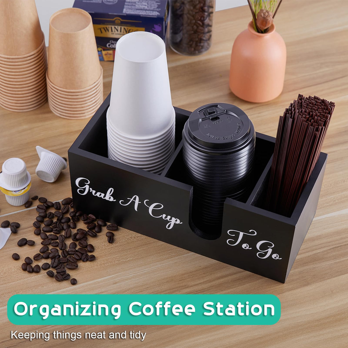 Wood Coffee Cup Holder for Countertop N390642