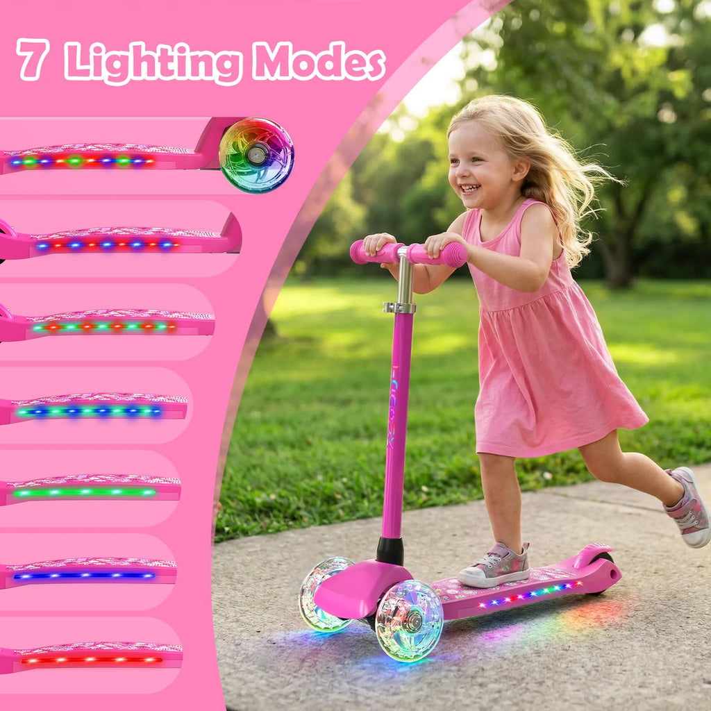 3-Wheel Kids Scooter with Light-Up Deck and Wheels D7172