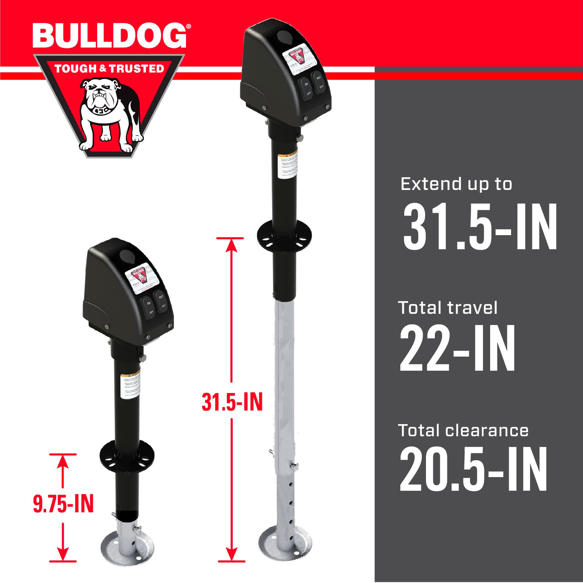 Powered Trailer Jack, A-Frame, 3,500 lbs. Lift Capacity, Bolt-On, 14 Inch Travel C9877
