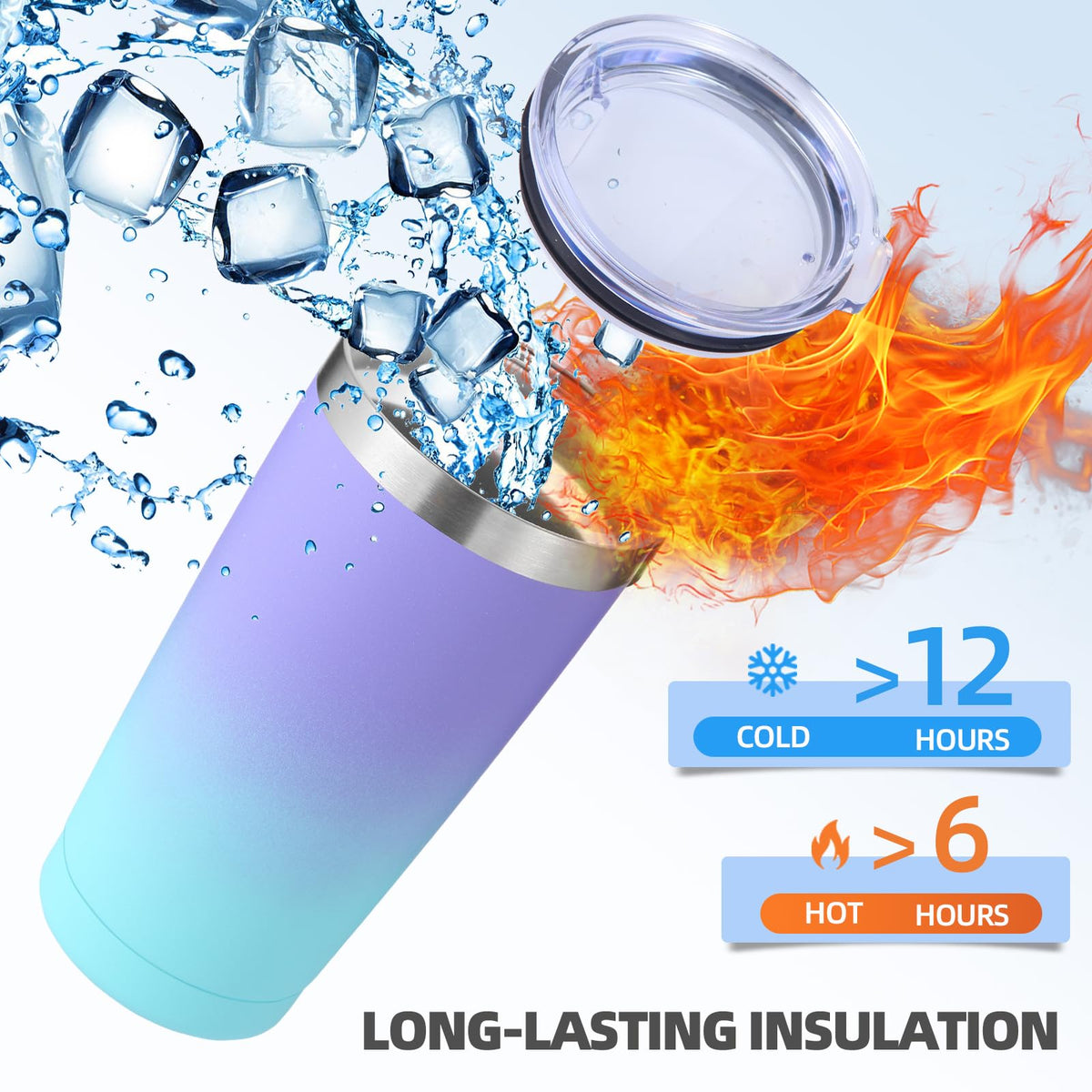 20oz Stainless Steel Insulated Tumbler with Lid and Straw 4 Pack F1306