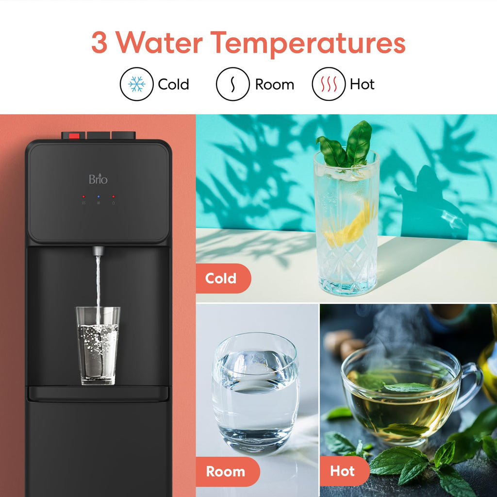 Bottom Load Water Cooler Dispenser, 5 Gallon, Black V478