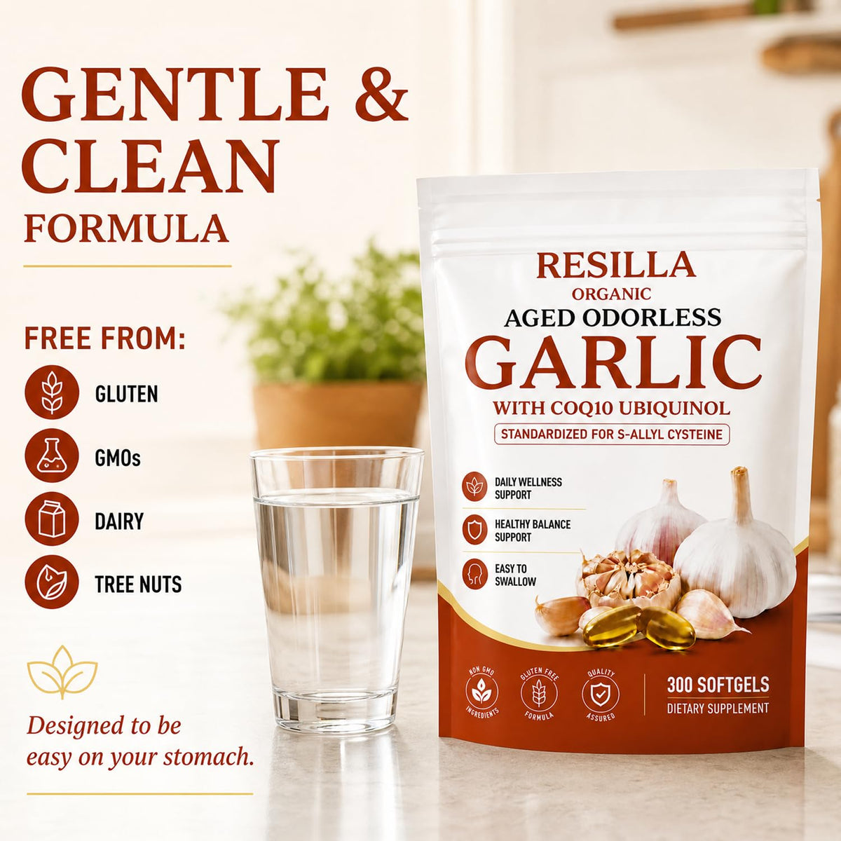Organic Garlic Extract with CoQ10 Ubiquinol 300 Softgels F5767
