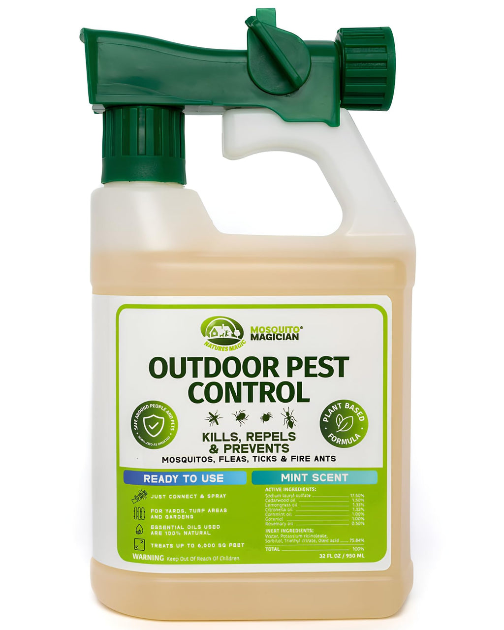 Outdoor Pest Spray with Hose End Sprayer 32 OZ Mint T2617
