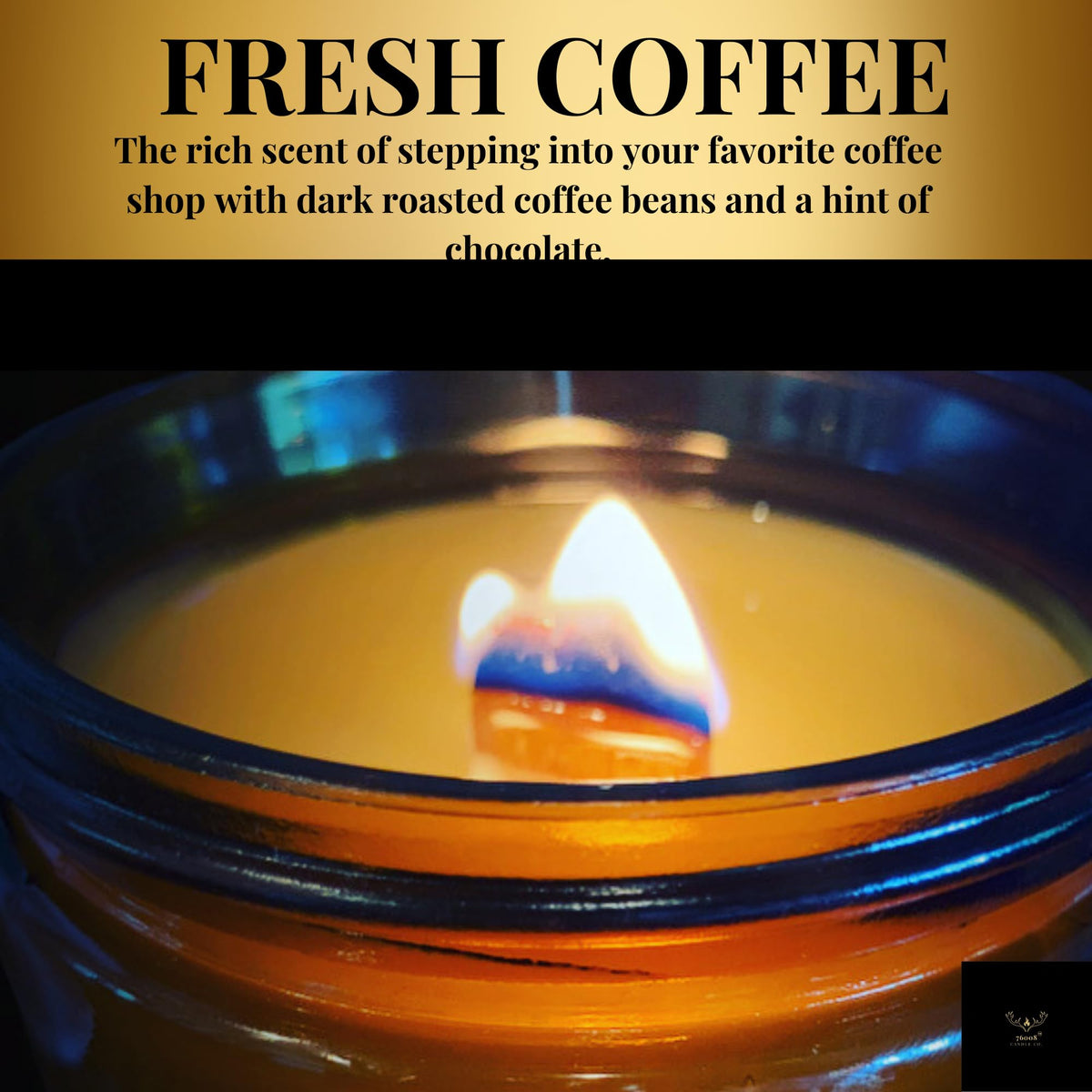 Soy Candle with Wood Wick in Amber Glass Jar O111