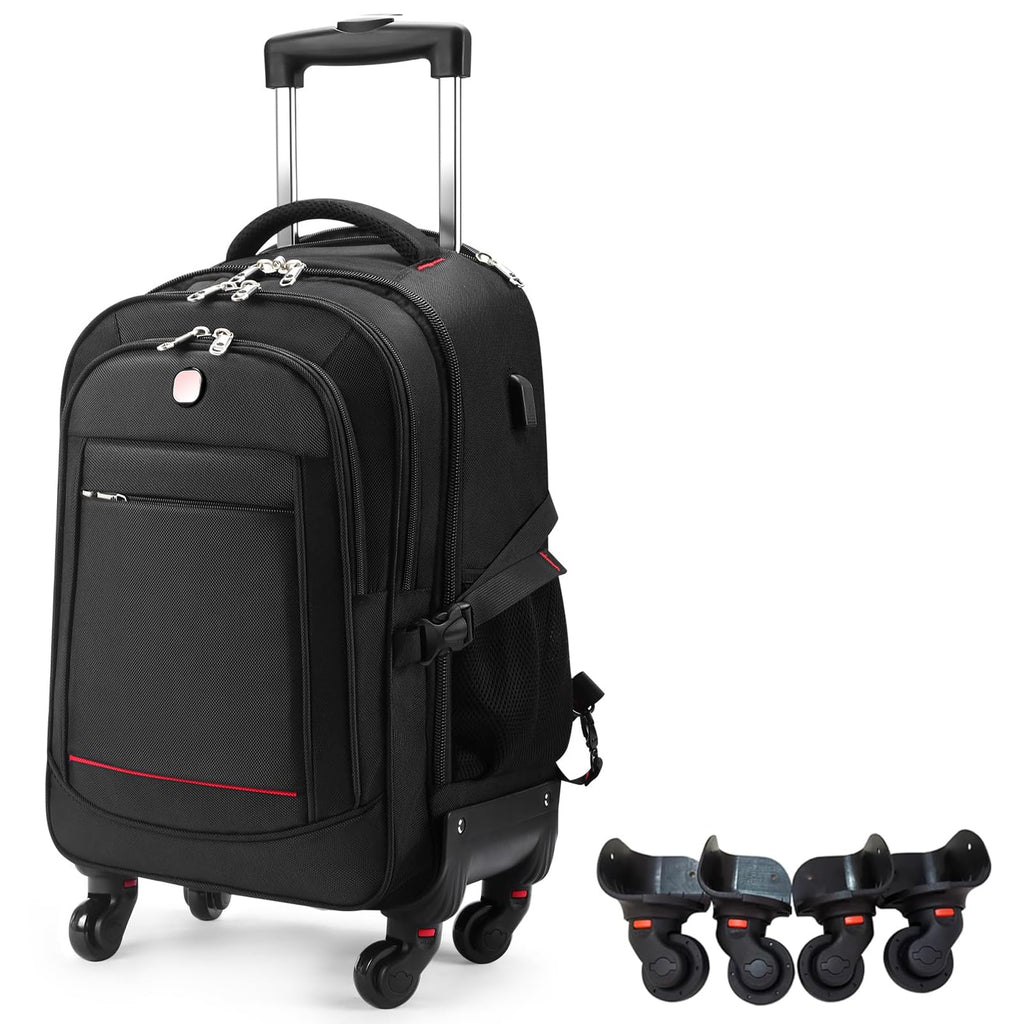 Rolling Backpack with 4 Extra Wheels, Water-Resistant Underseat Travel Luggage U677095