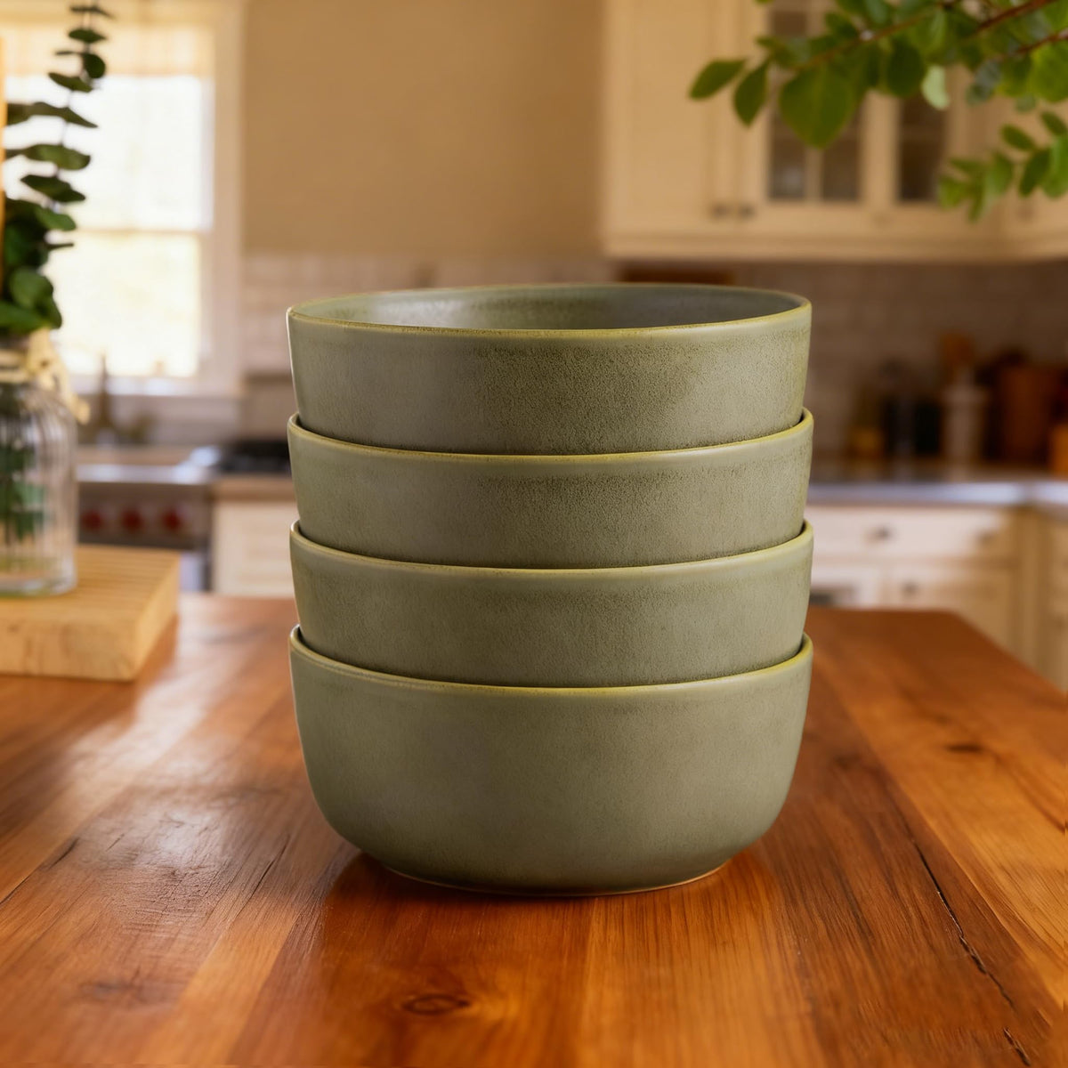 Stoneware Cereal Bowls Set of 4, 26oz Ceramic Bowls E51658