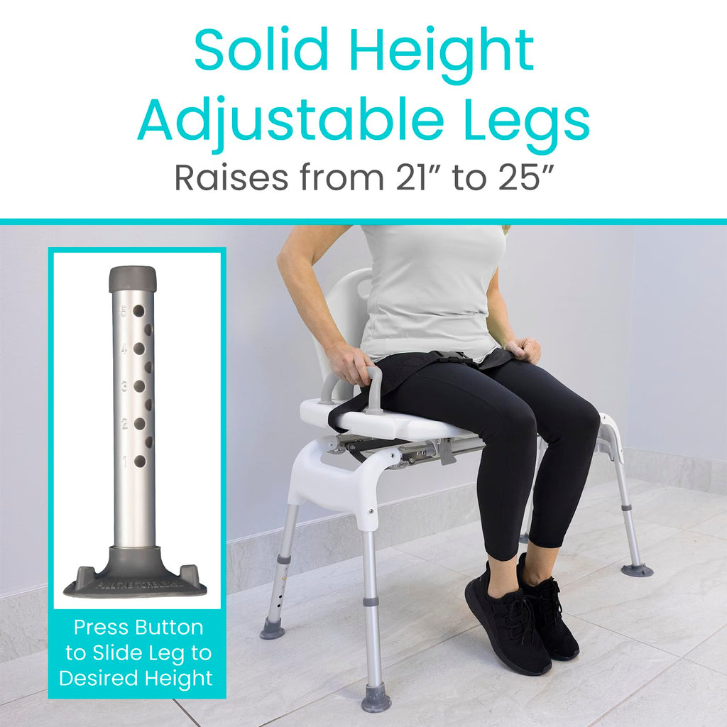 Sliding Shower Chair with Soap Tray and Safety Belt W8459
