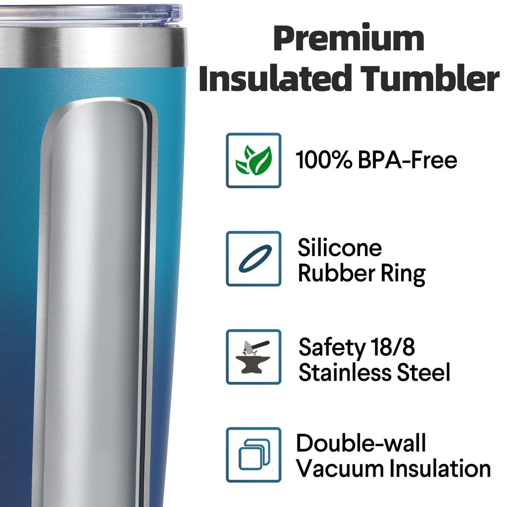 20oz Stainless Steel Insulated Tumbler with Lid and Straw 4 Pack F1306