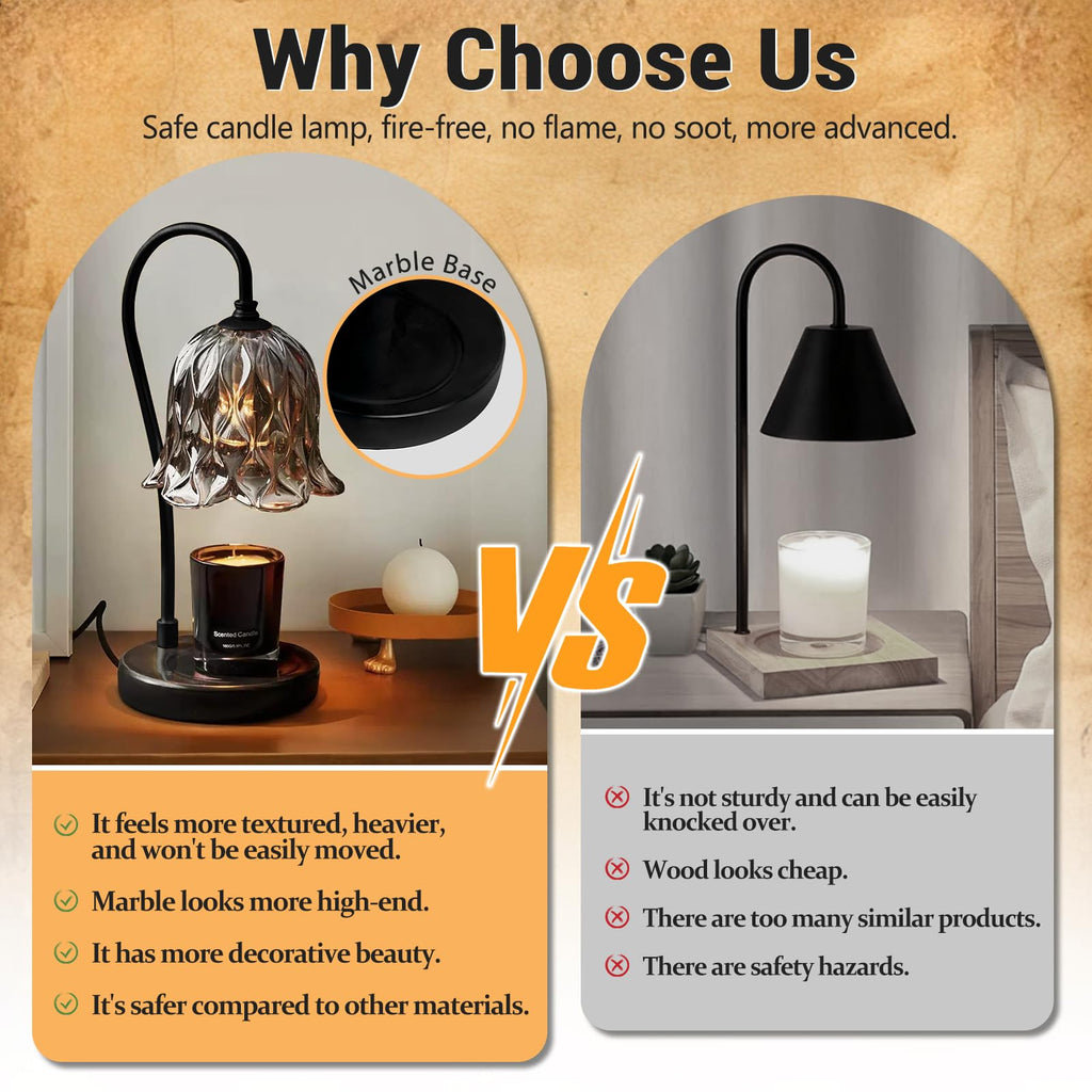 Candle Warmer Lamp with Timer Dimmer Marble Base H98542