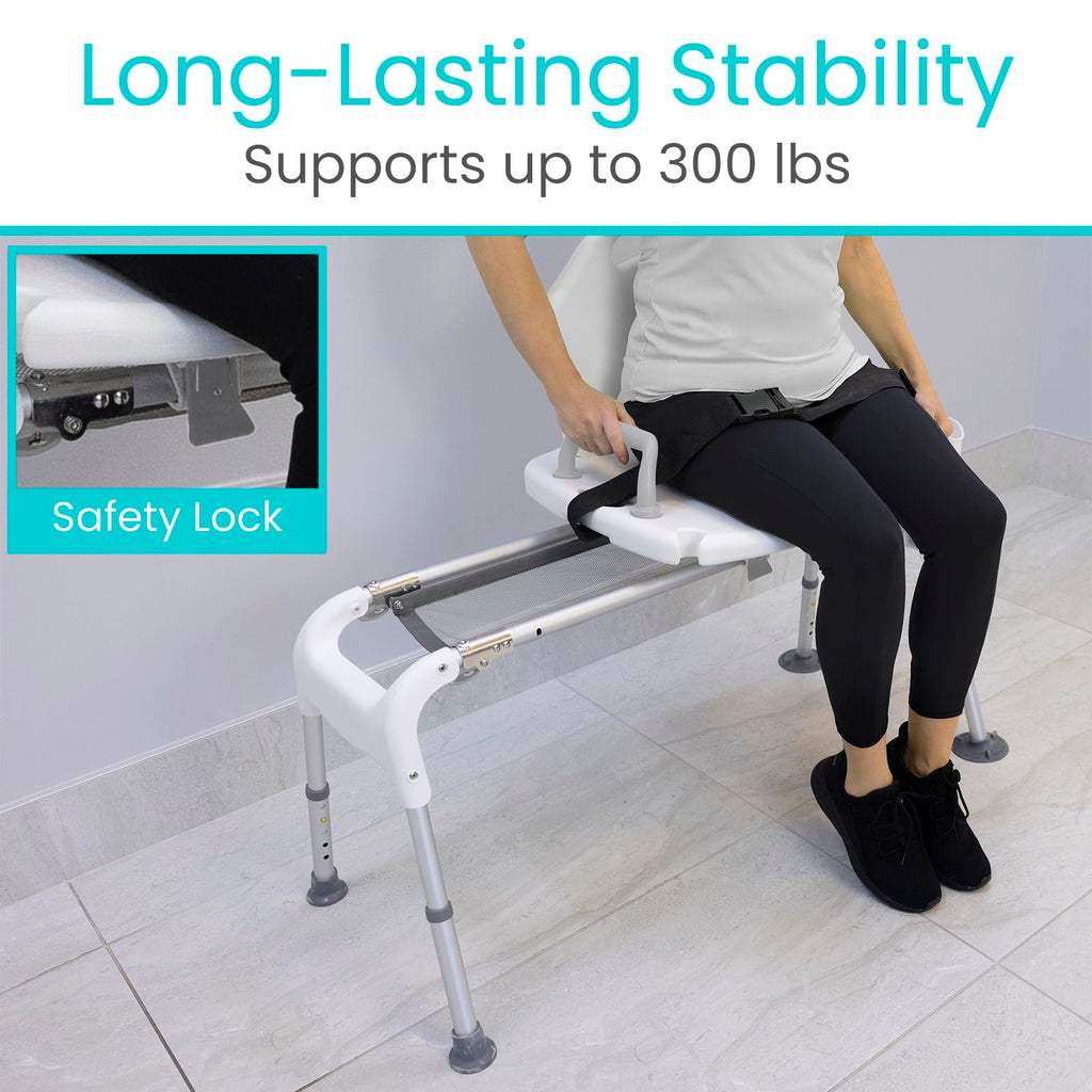 Sliding Shower Chair with Soap Tray and Safety Belt W8459