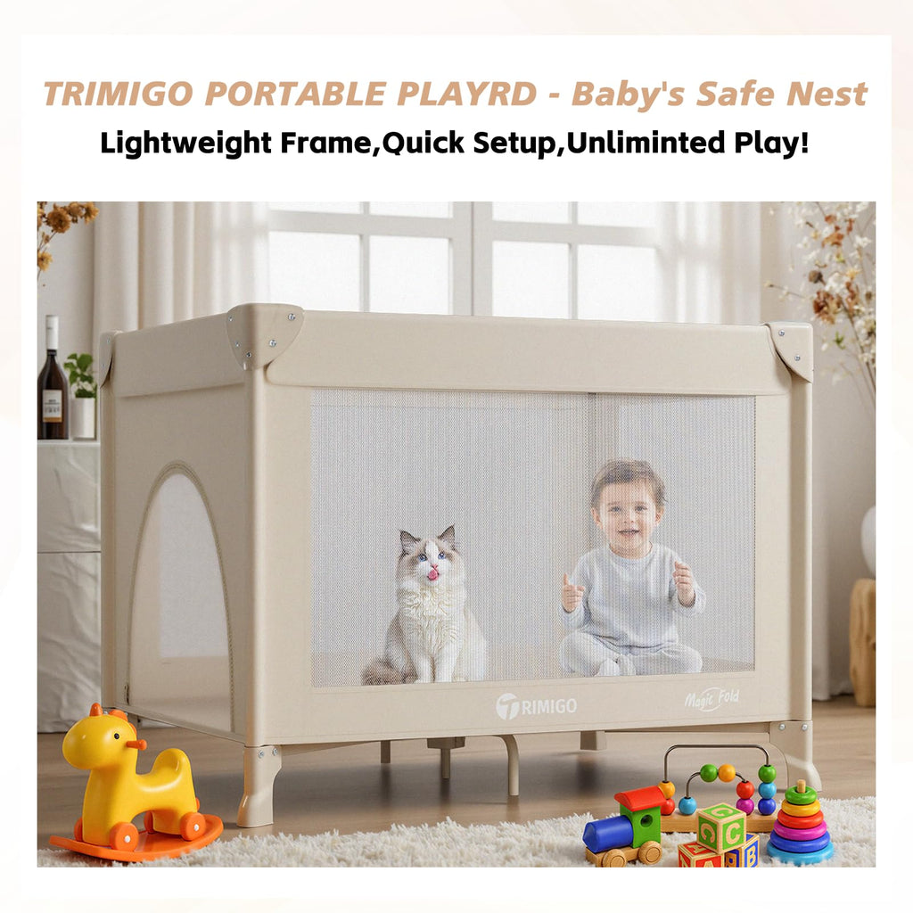 Portable Baby Playard with Mattress, Khaki E210