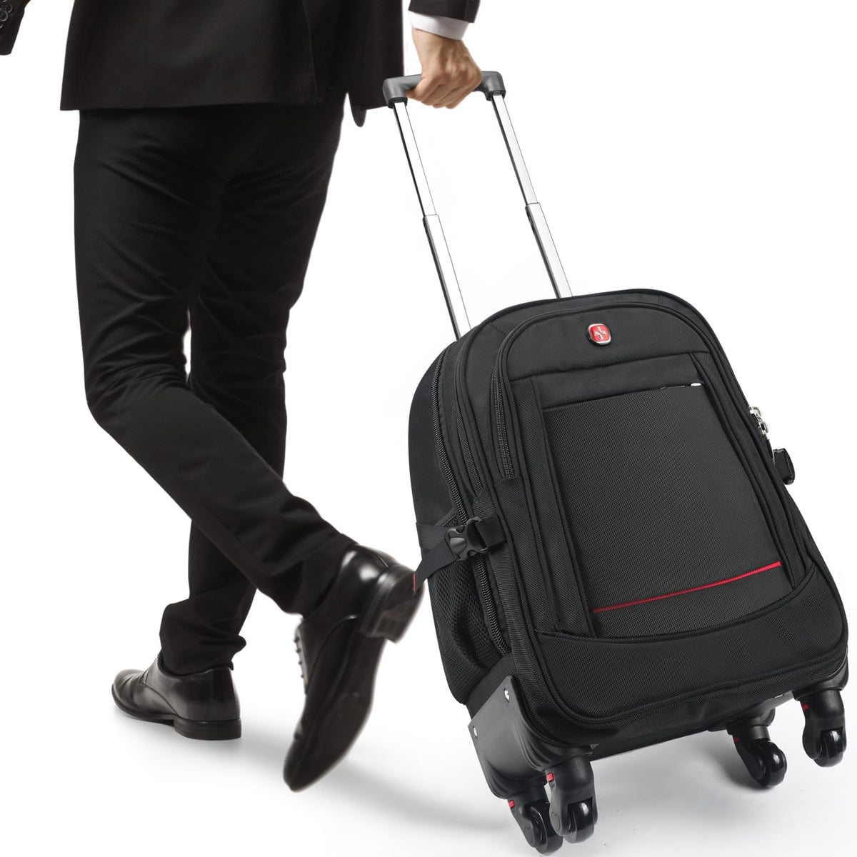 Rolling Backpack with 4 Extra Wheels, Water-Resistant Underseat Travel Luggage U677095