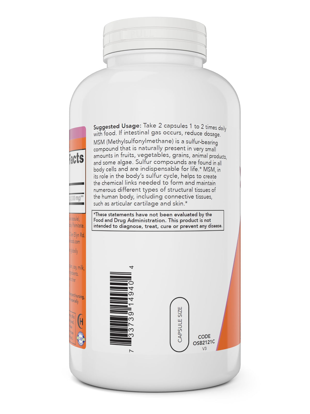 MSM 1000mg 400 Veg Capsules Pack of 2 G3277