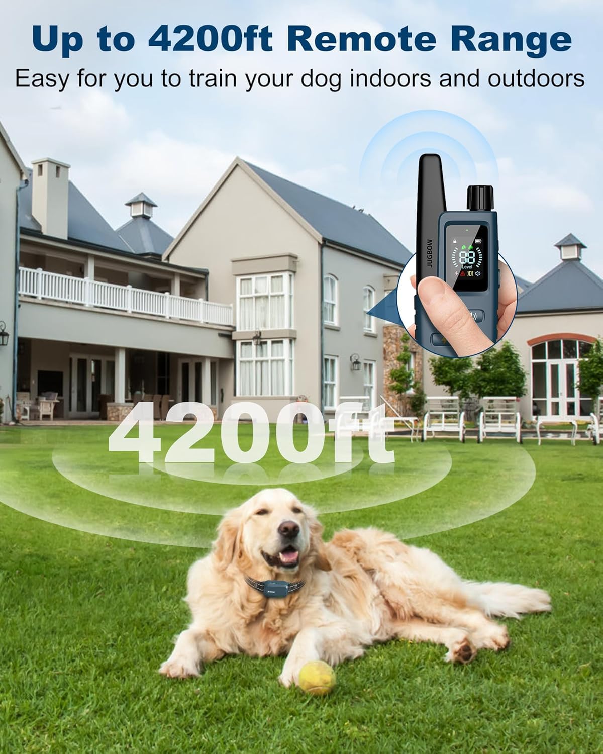 4500FT IPX8 Waterproof Rechargeable Dog Training Collar with Remote W962