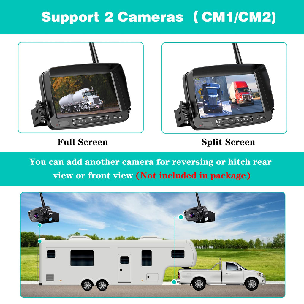 Wireless Backup Camera 7 Inch Monitor Rear View Camera System IP69 Waterproof Night Vision W567