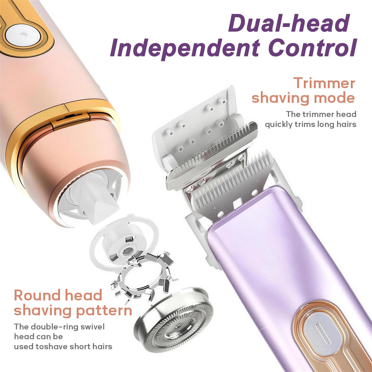 Light Purple Waterproof Dual-Head Bikini Trimmer D75806