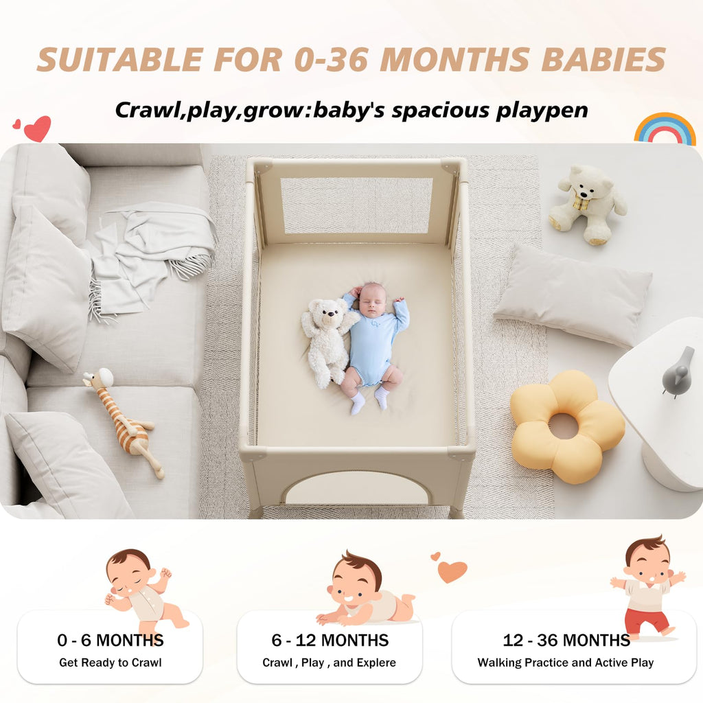 Portable Baby Playard with Mattress, Khaki E210