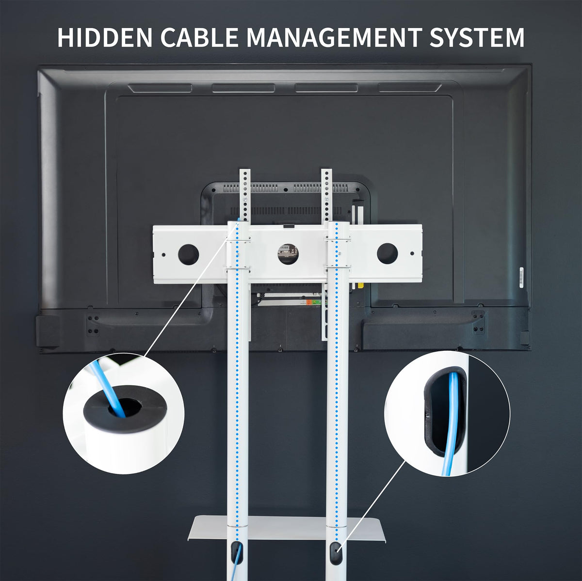 Mobile TV Cart for 32 to 83 inch Screens up to 110 lbs, White O6006