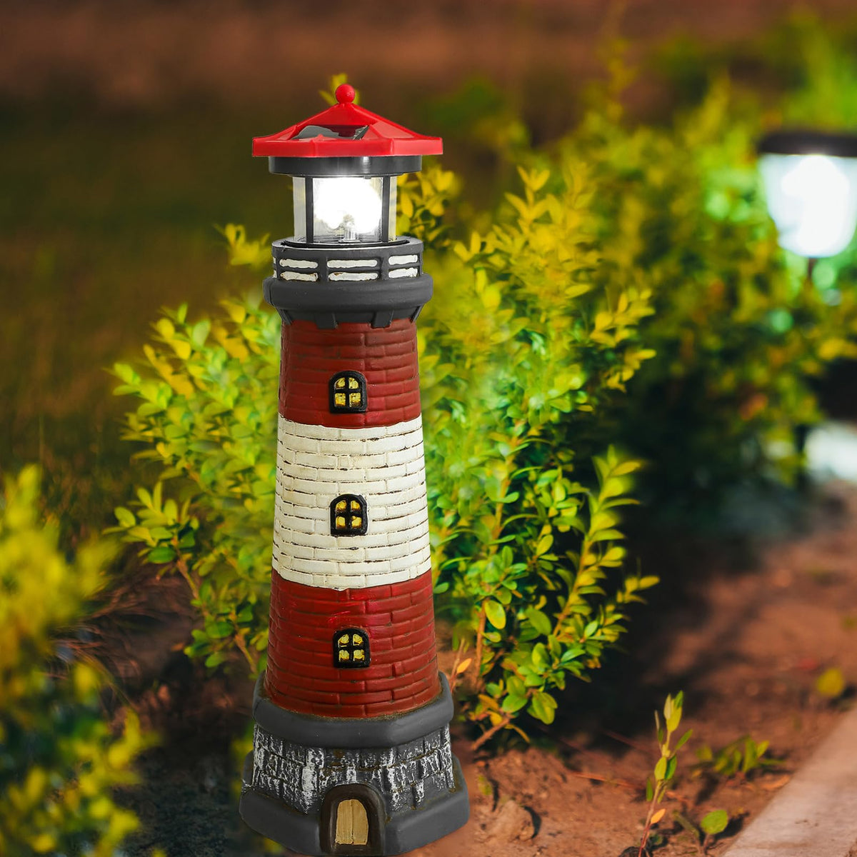 Solar Lighthouse Statue with Solar Light Waterproof Outdoor Decor K6129