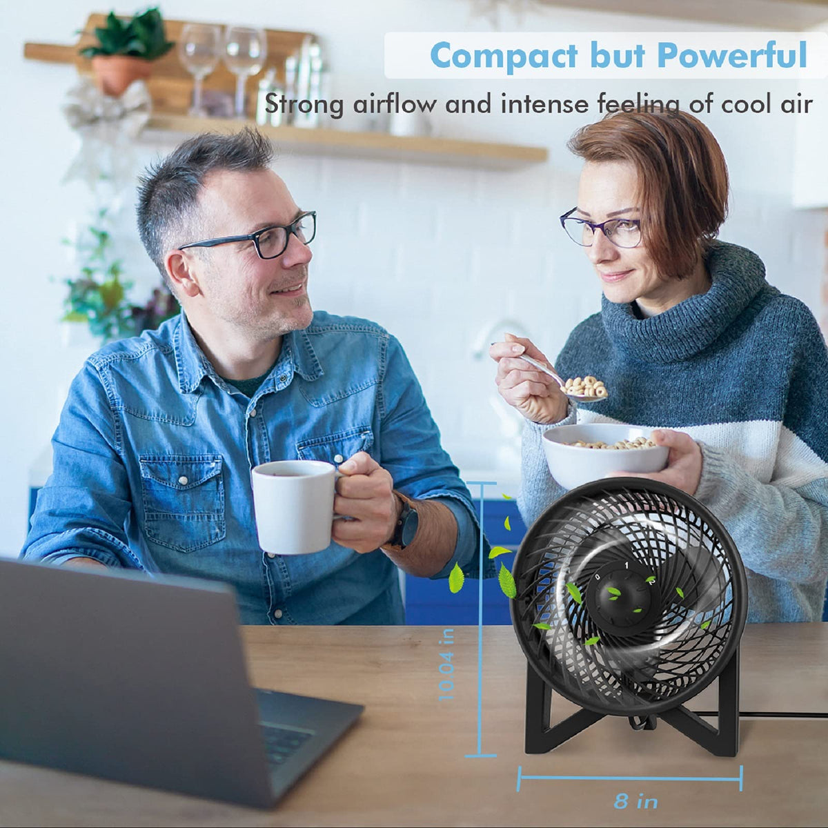 8 Inch Portable Quiet Desk Fan with 2 Speeds, Black U737491