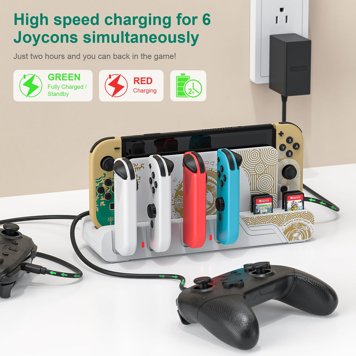 Switch Controller Charging Dock for 6 Joycons A917