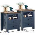 Set of 2 Nightstands with Charging Station and 2 Drawers U75427