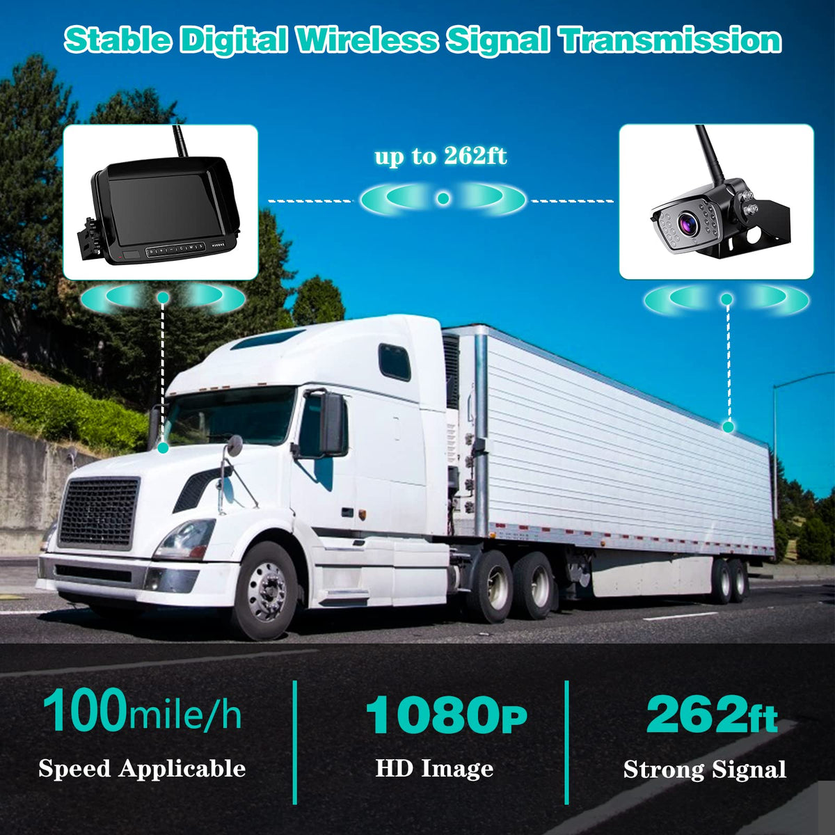 Wireless Backup Camera 7 Inch Monitor Rear View Camera System IP69 Waterproof Night Vision W567
