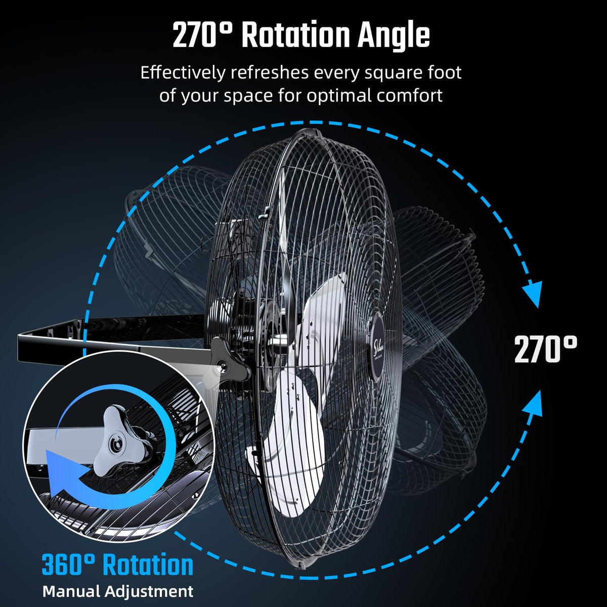 20 Inch 3 Speed Black Wall-Mount Fan P87749