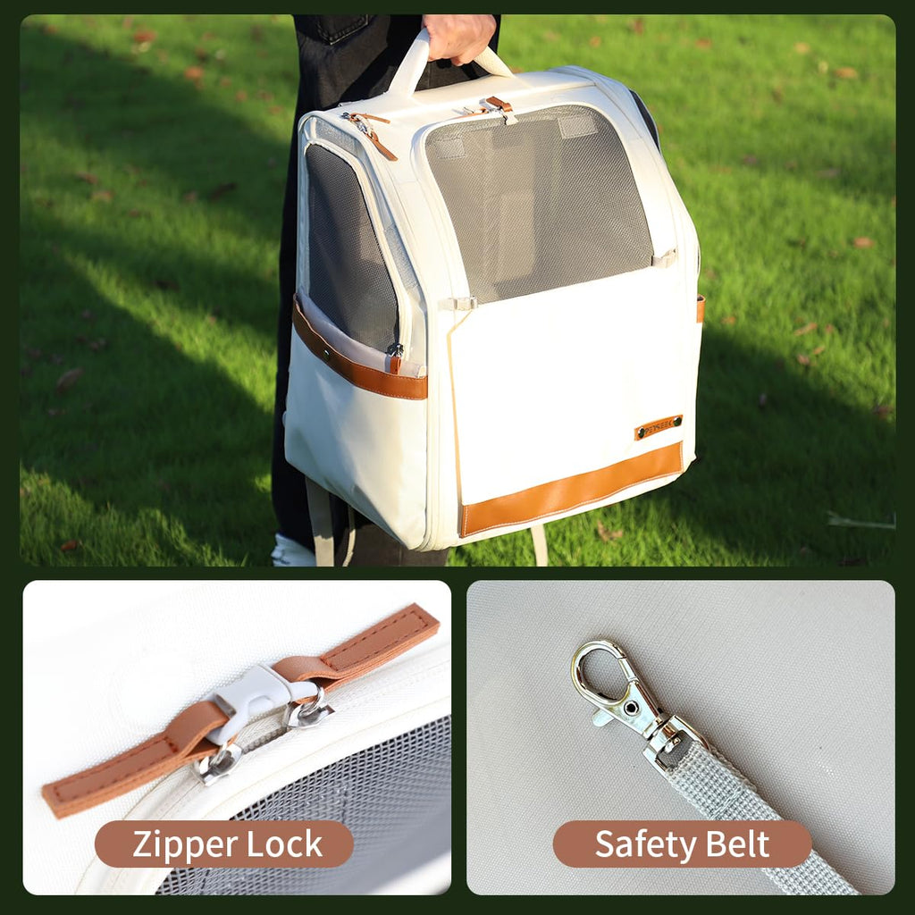 White Breathable Mesh Pet Backpack N5961