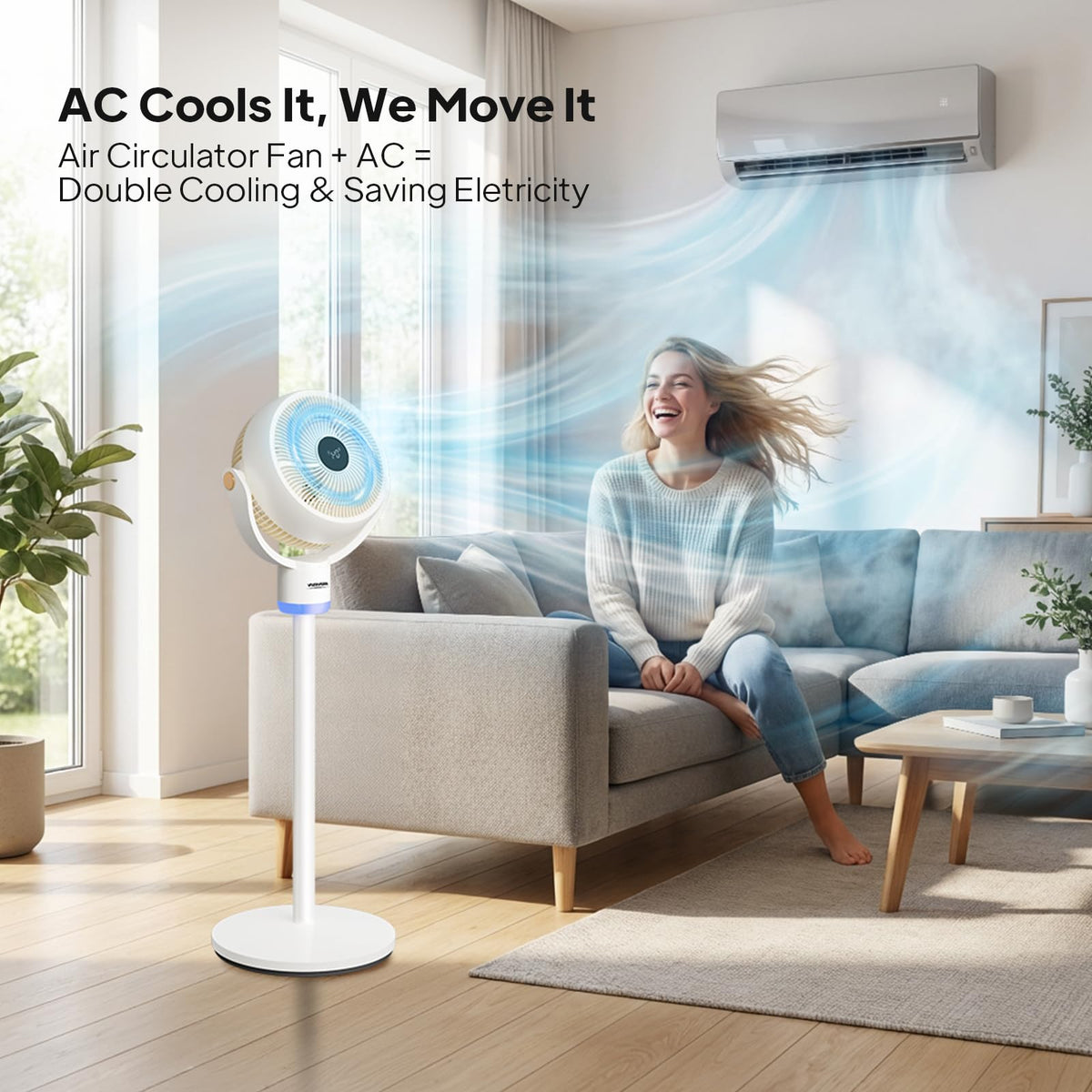 White Oscillating Pedestal Fan U58959