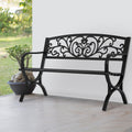 50" Outdoor Garden Bench Black 480lbs Load Capacity U138316