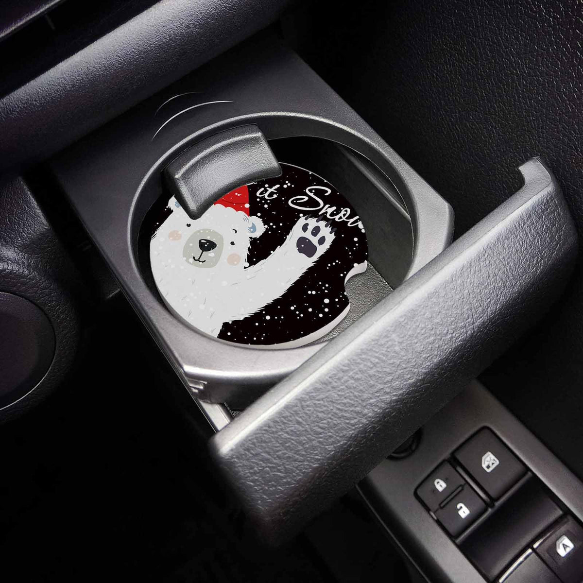 Black Ceramic Car Coasters 6 Piece Set D69843