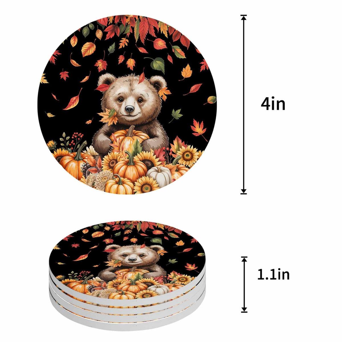 Absorbent Stone Ceramic Coaster with Cork Back, Set of 8 A807854