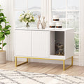 White Cat Litter Box Enclosure with Scratch Pad and Metal Legs P683
