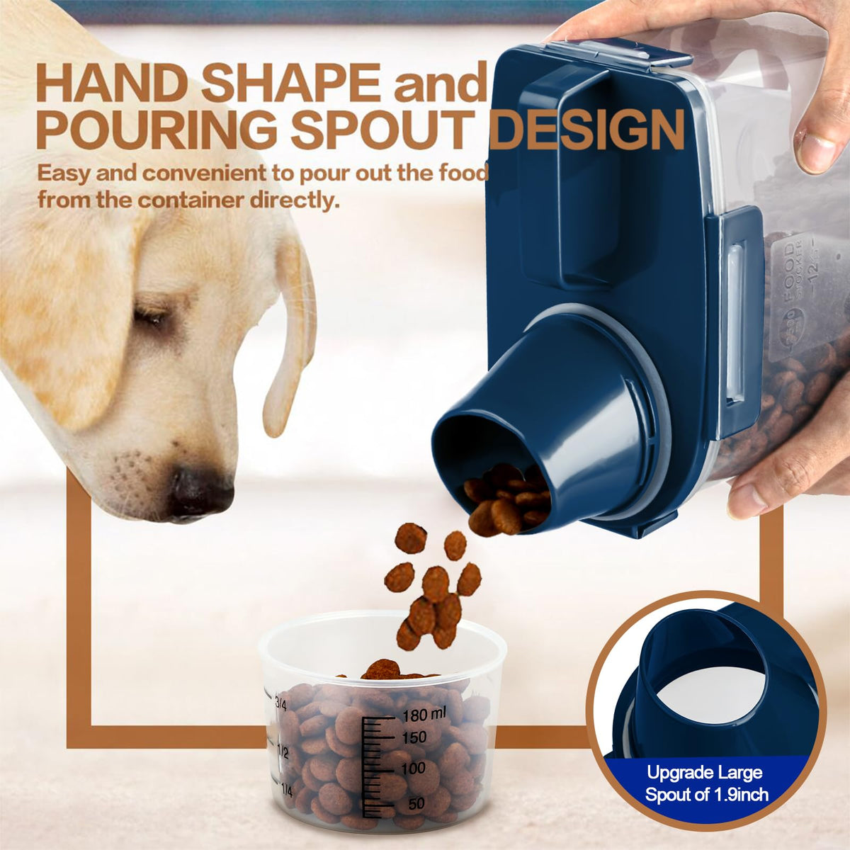 Airtight Pet Food Storage Container with Measuring Cup S695299