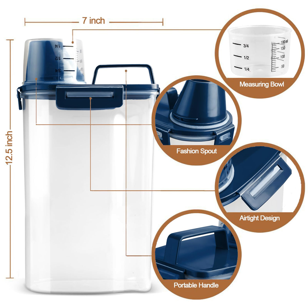 Airtight Pet Food Storage Container with Measuring Cup S695299
