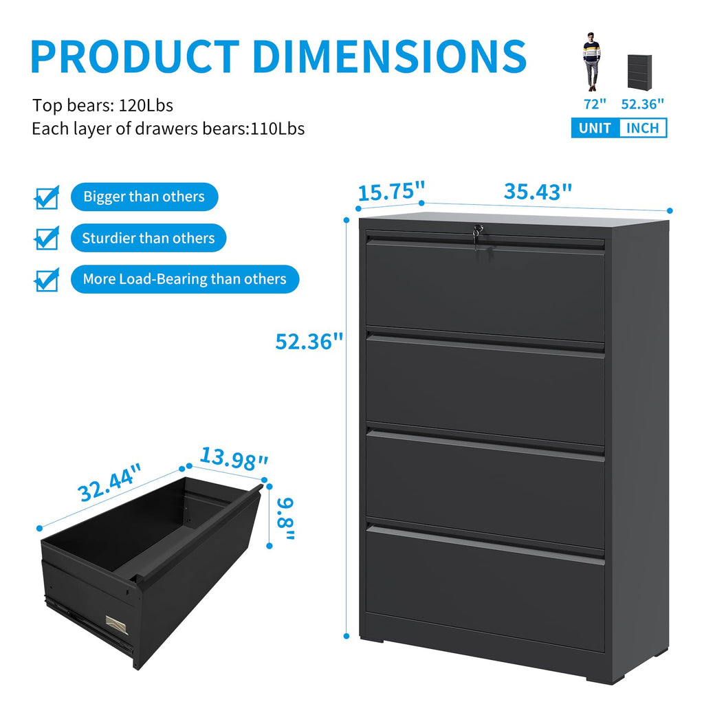 4 Drawer Steel File Cabinet with Lock B2872