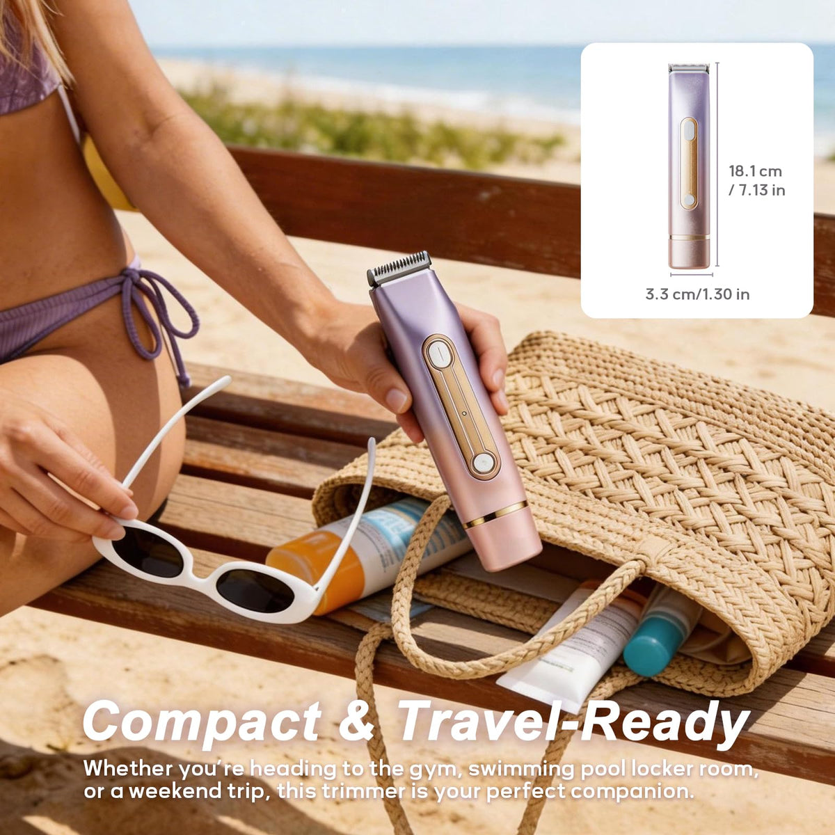 Light Purple Waterproof Dual-Head Bikini Trimmer D75806