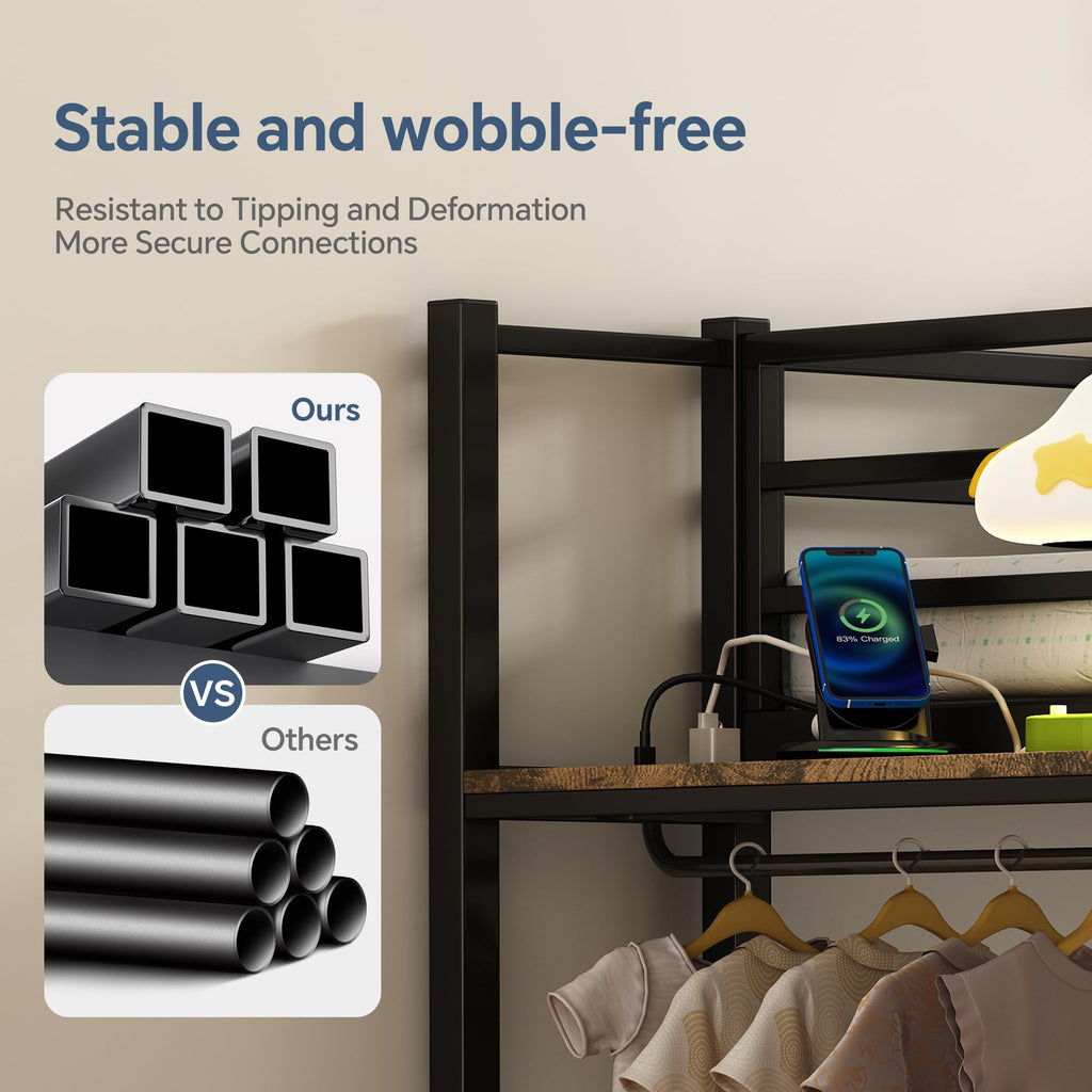 Twin Over Twin Metal Bunk Bed with Storage J4810
